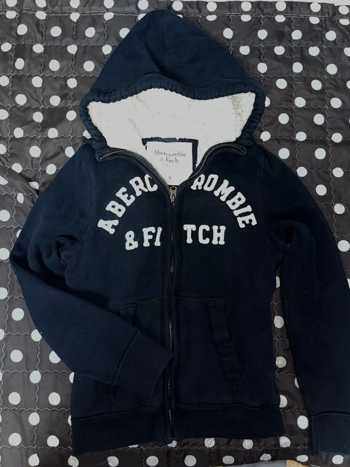 아베크롬비 후드집업 네이비 빈티지 후드티 털후드집업 y2k 상품이미지1