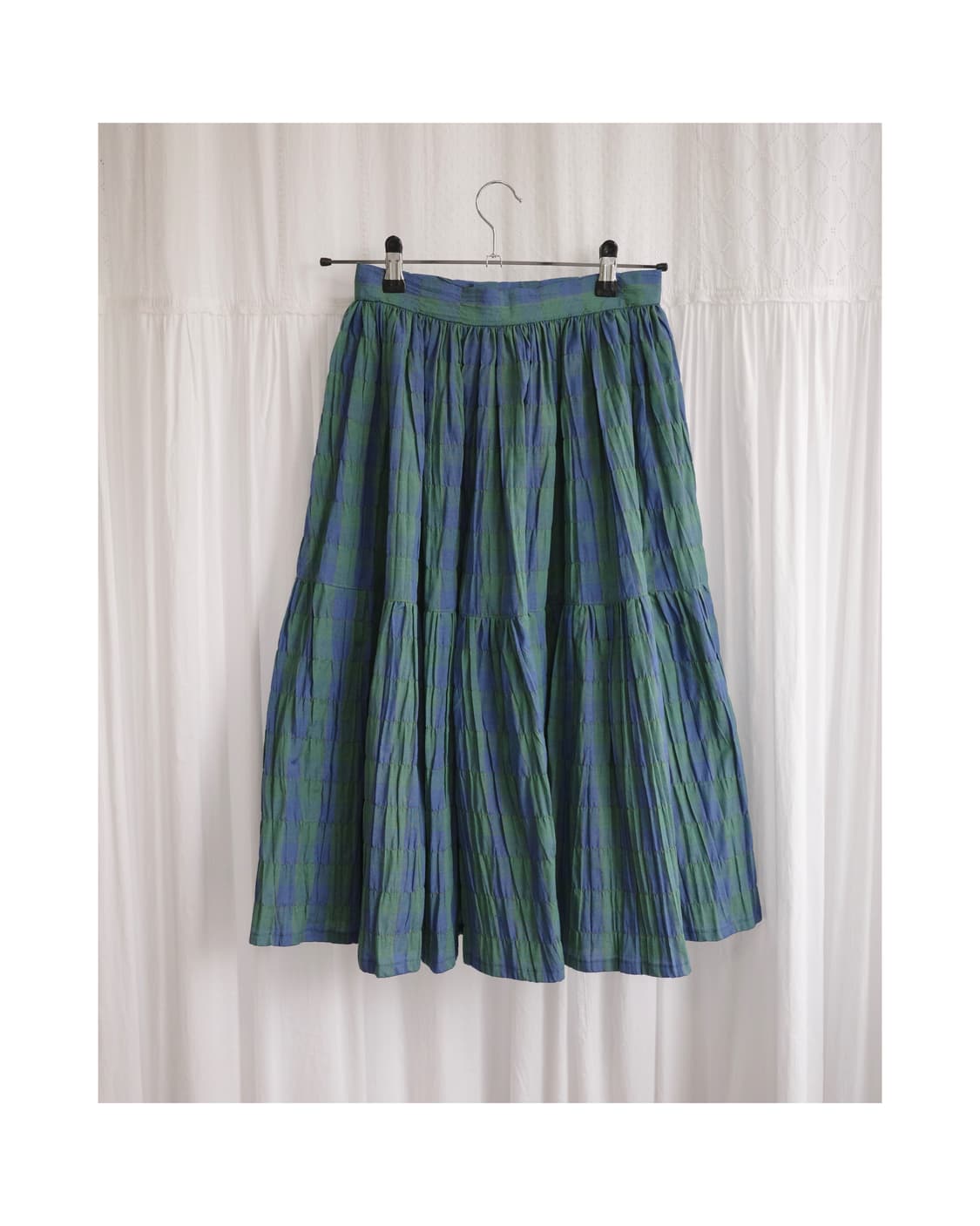 Green checked frill skirt 상품이미지1