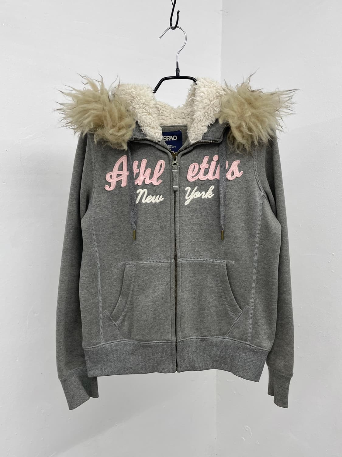 그레이 레터링 울프죠 후드집업 상품이미지6