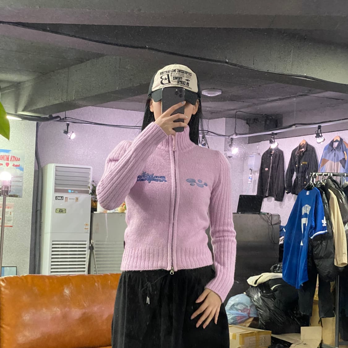 스컬프터 자수 로고 니트 집업 B3195 상품이미지1