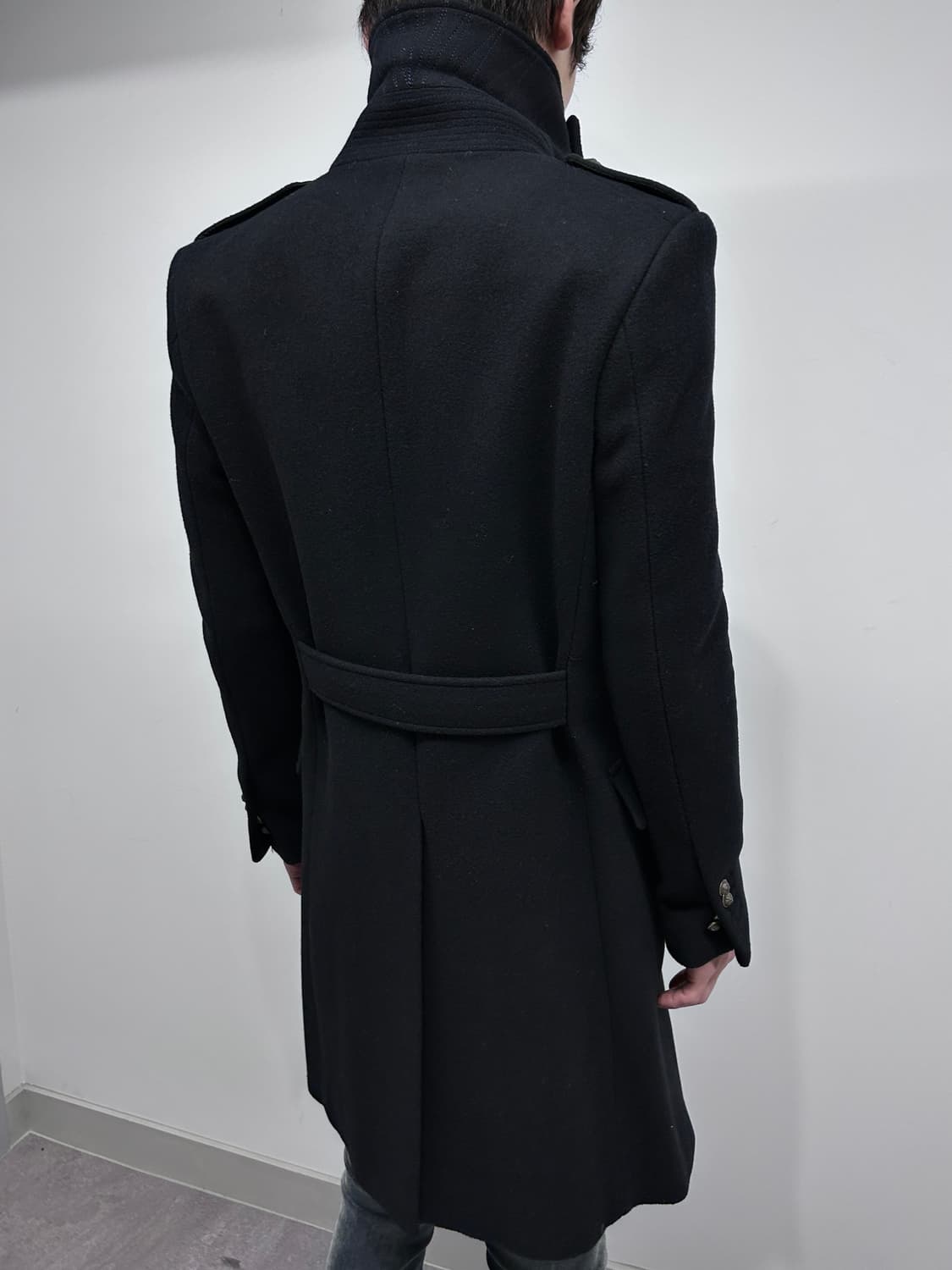 비대칭 하이넥 나폴레옹 울 코트 상품이미지4