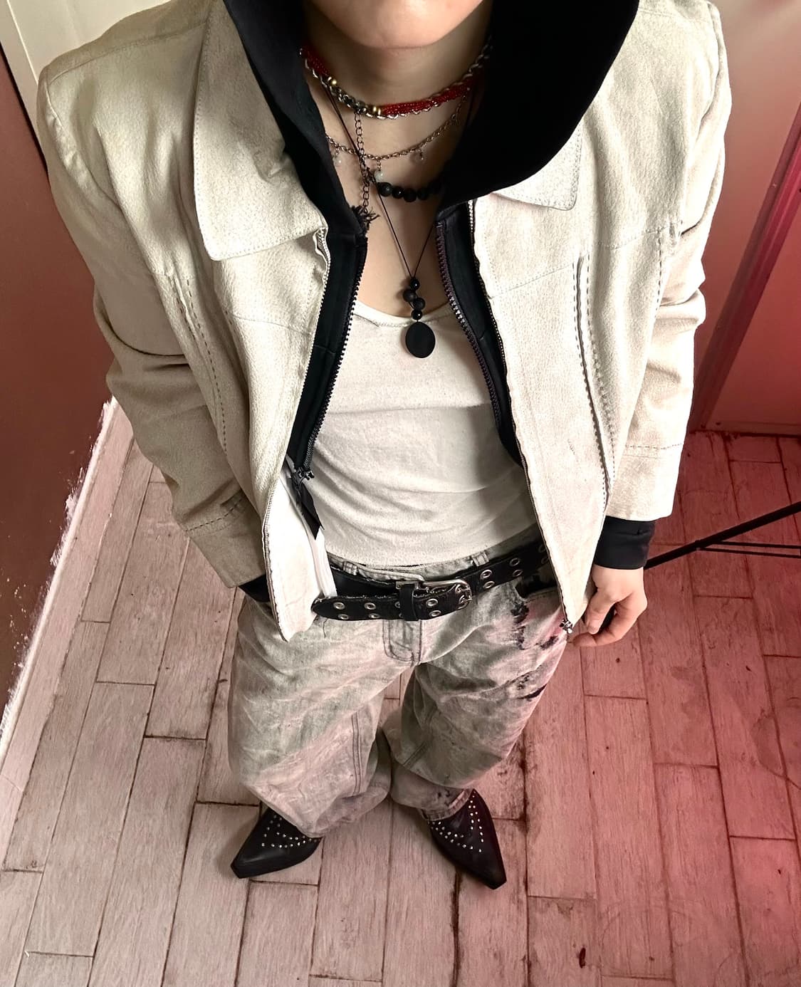 pig leather white jaket   상품이미지1