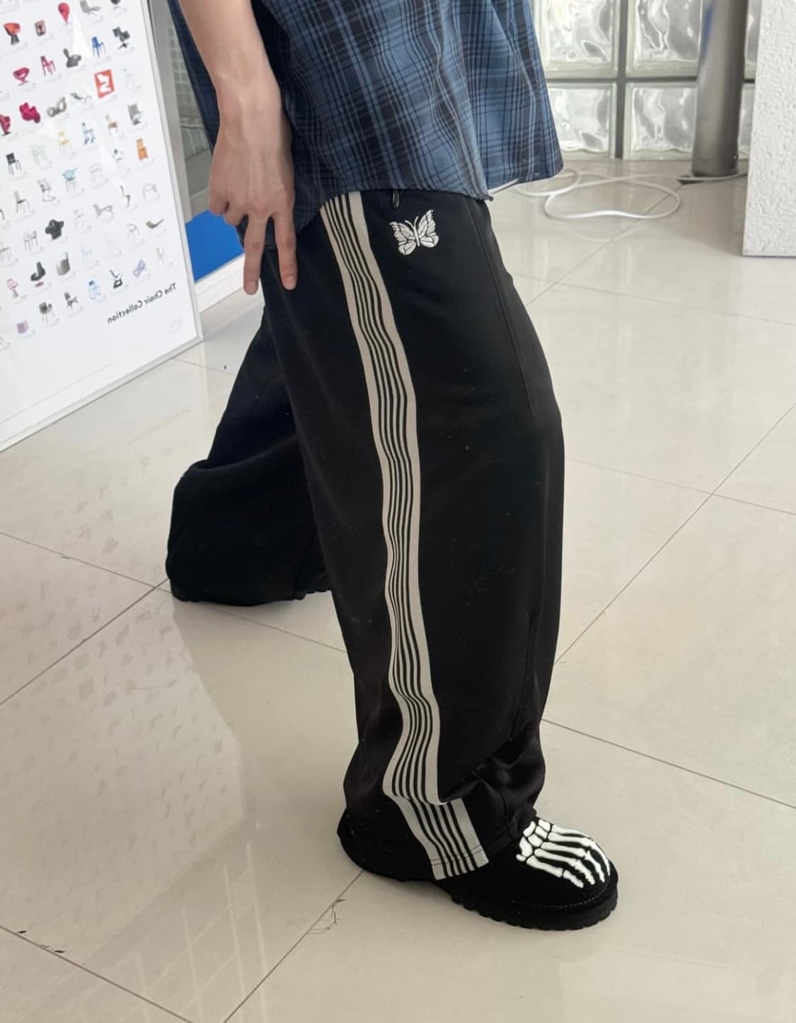 니들스 x LHP HD 트랙팬츠 폴리 스무스 블랙 화이트 상품이미지8