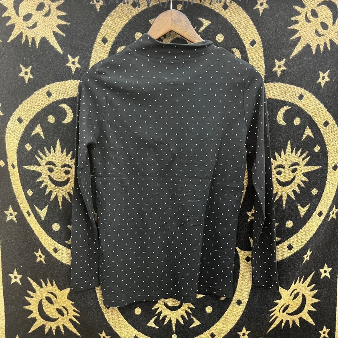 빈티지 러블리 땡땡이 도트 목폴라 슬림핏 롱슬리브 K0088 상품이미지4