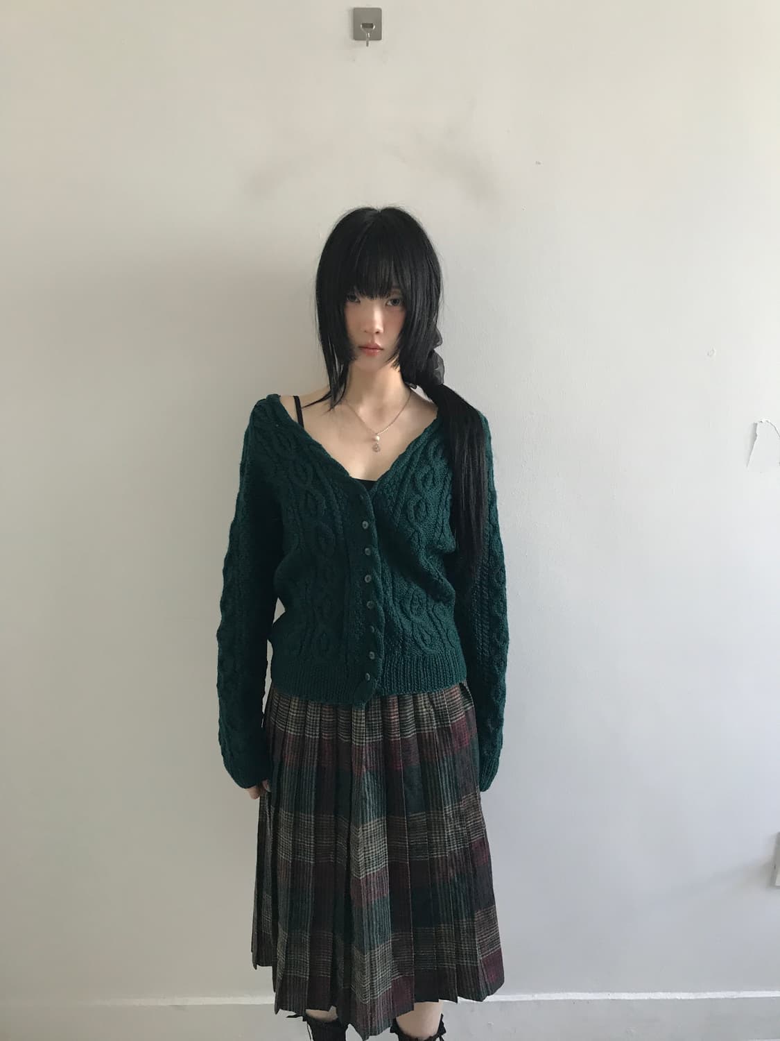Twist button v cardigan(green) 상품이미지4
