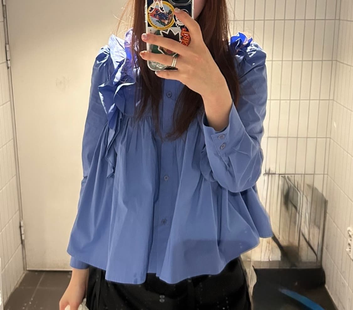 코스모스 러플 블라우스 상품이미지3