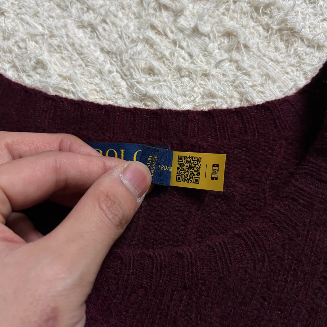 폴로 랄프로렌 꽈배기 버건디 울 니트 상품이미지9