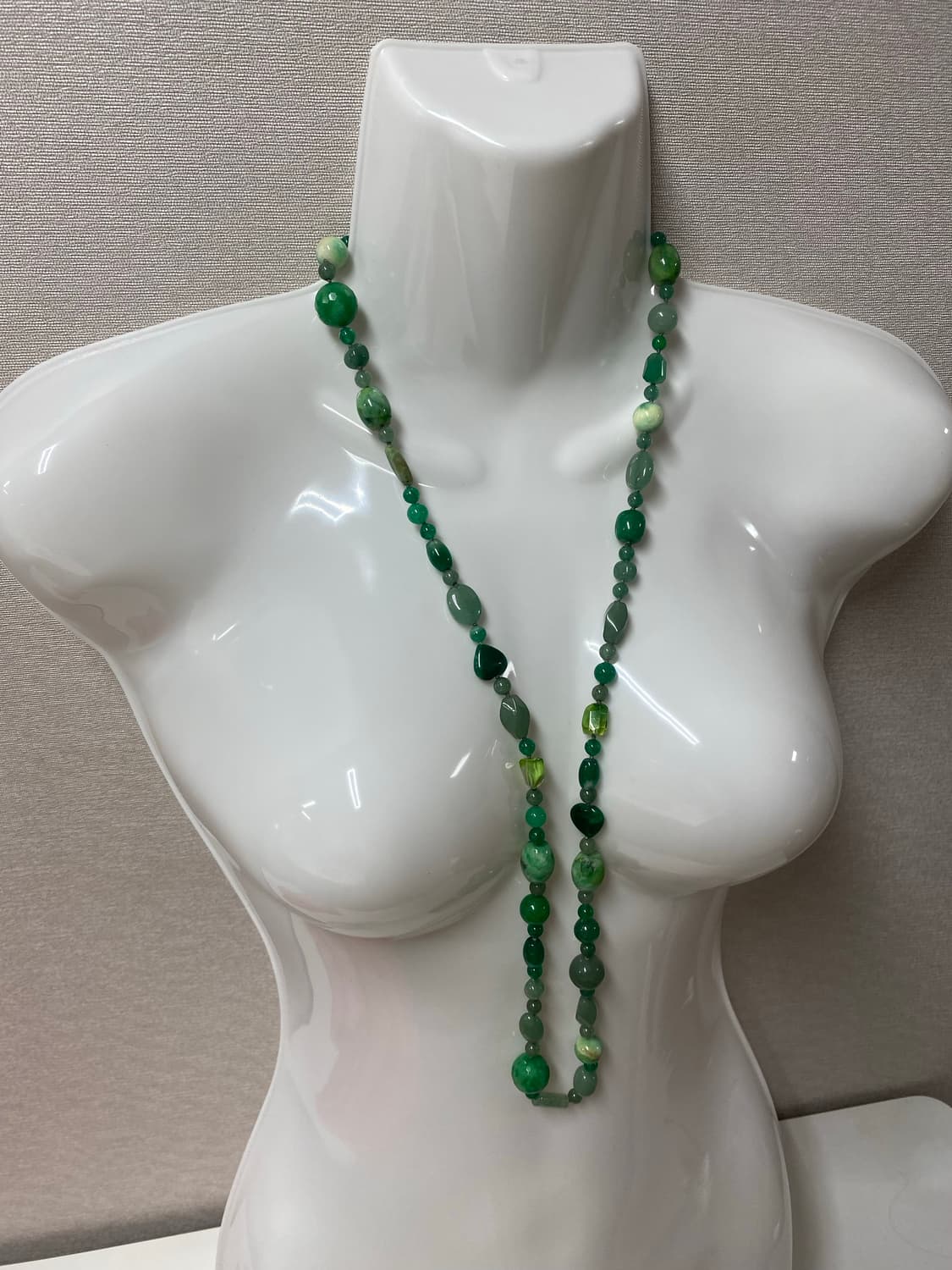 천연 비취석 원석 하트 목걸이 일본 빈티지 옥 목걸이 상품이미지2