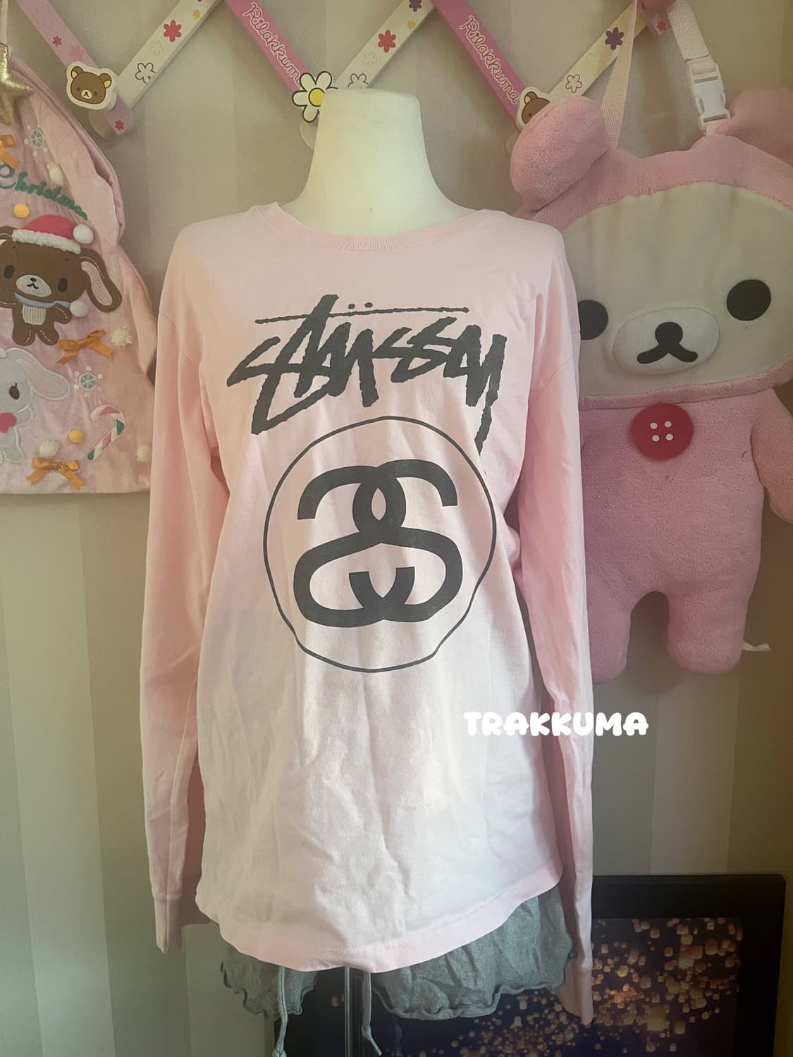 Stussy 스투시 핑크 딸기우유 연핑크긴팔티셔츠 롱슬리브 맨투맨 후드티 상품이미지1