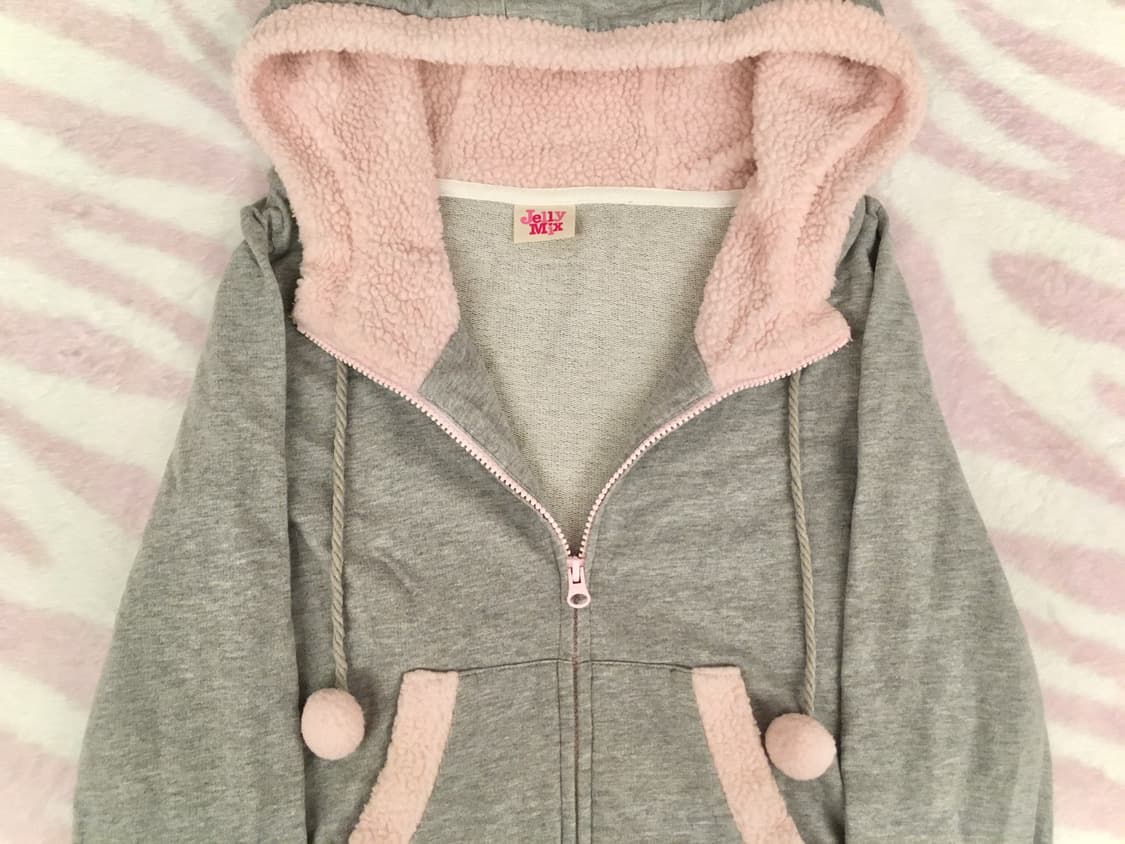 회핑 미니폼폼이 투웨이 뽀글이 퍼 후드집업 히메갸루 조지후쿠 상품이미지4