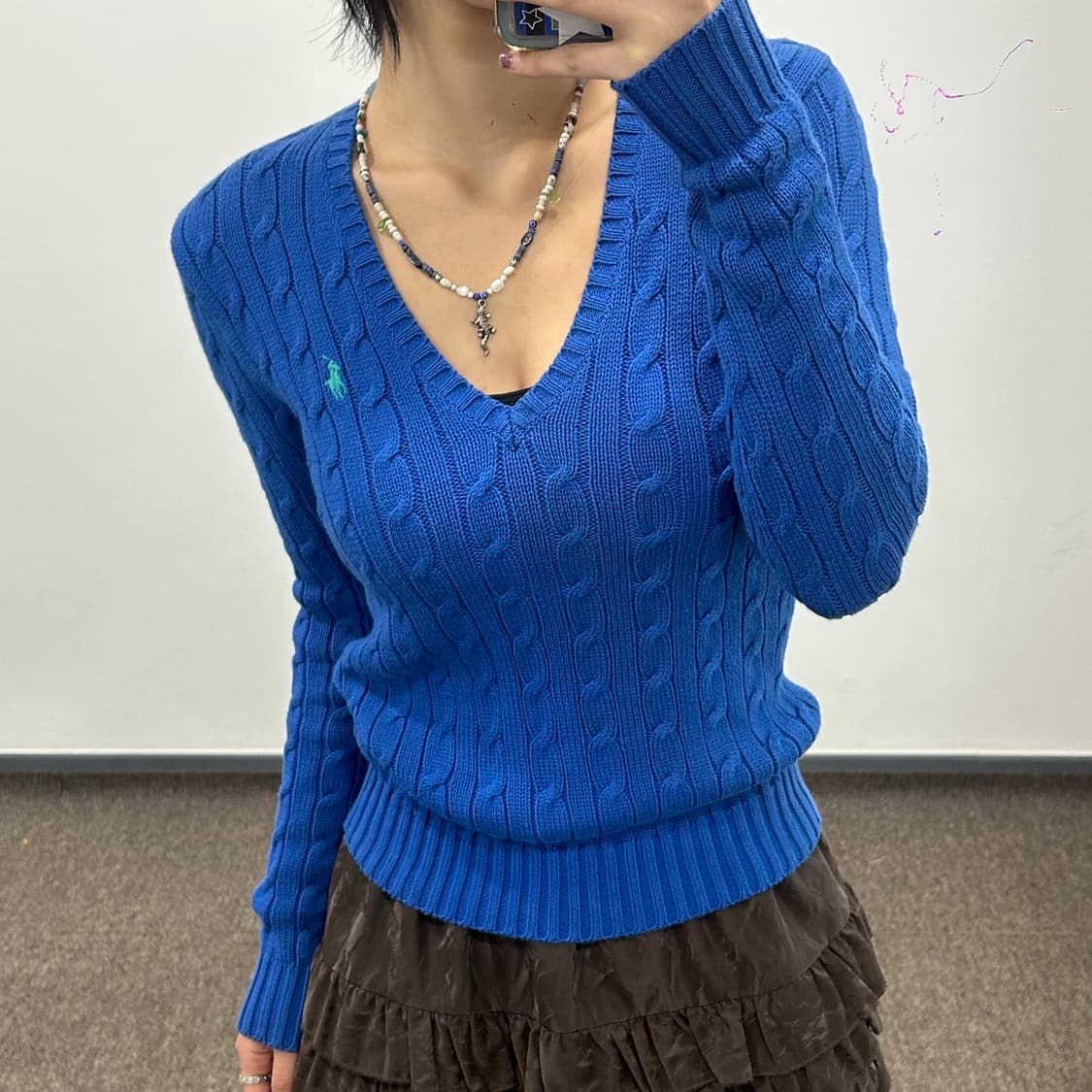 Polo 폴로 민트포니 블루 브이넥 니트  상품이미지1