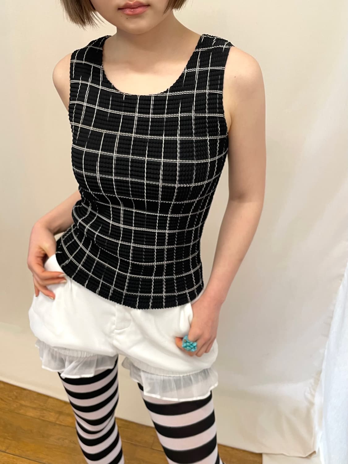 check pleats sleeveless 상품이미지3