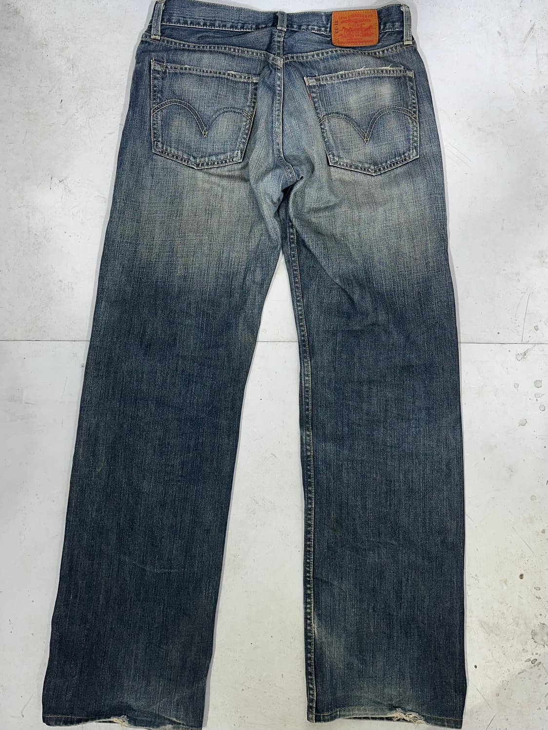 리바이스 503 흑청 가죽탭 워싱 와이드 데님 팬츠 청바지 31 상품이미지5