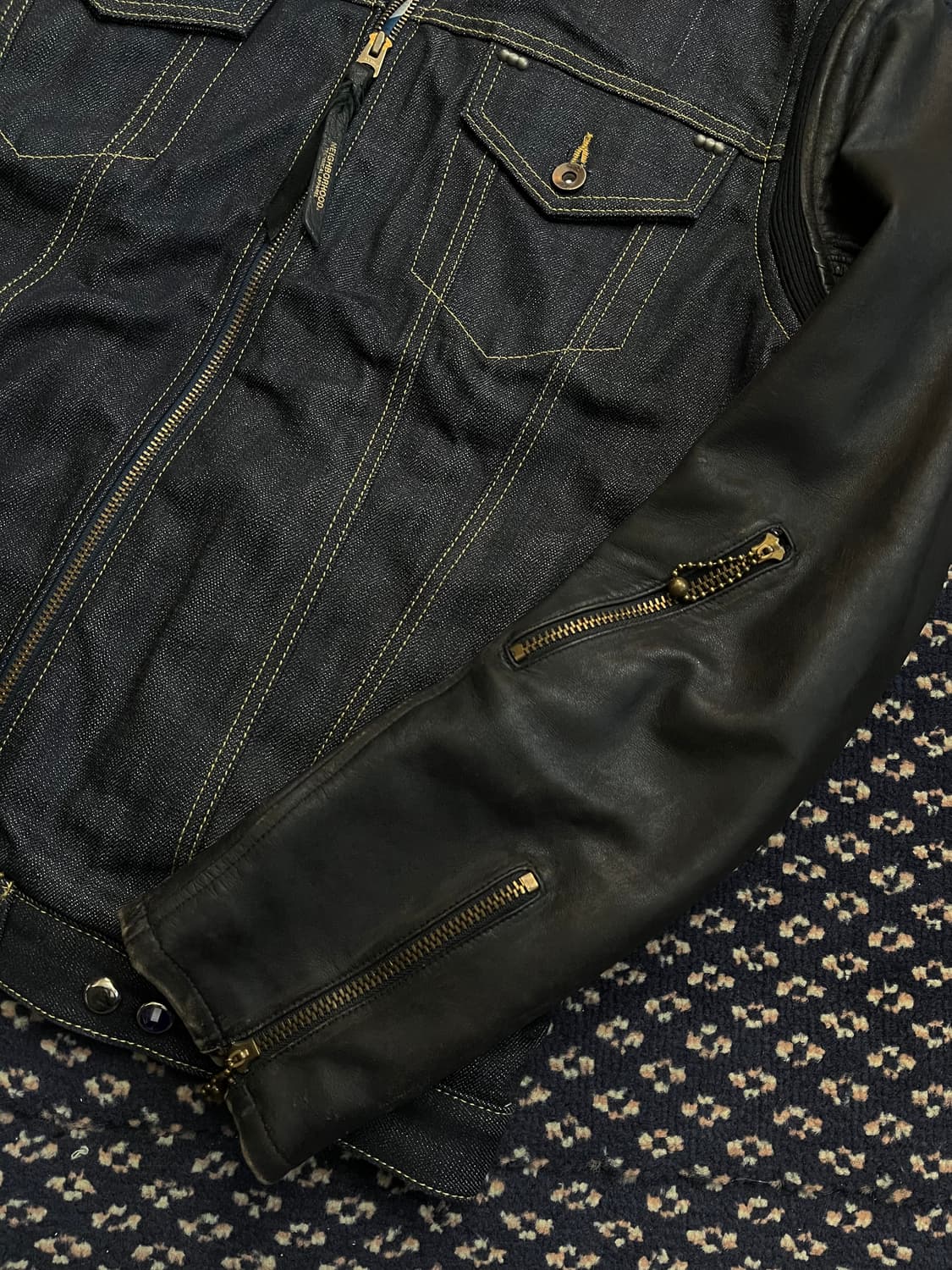 네이버후드 데님 레더자켓 상품이미지7