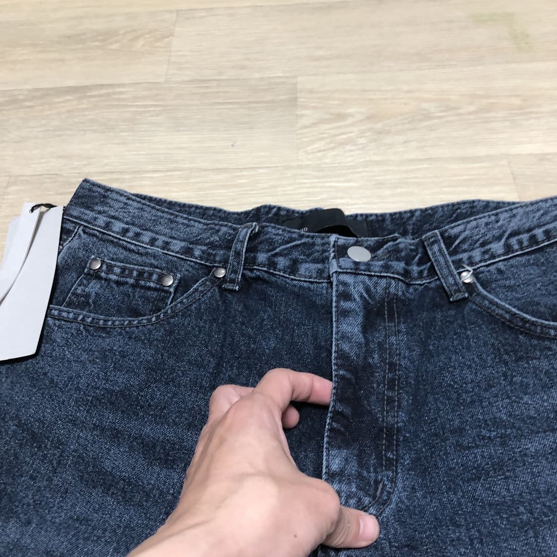 (2) 새상품 르마드 LEMARD 와이드 스트레이트 데님 팬츠 인디고 상품이미지4