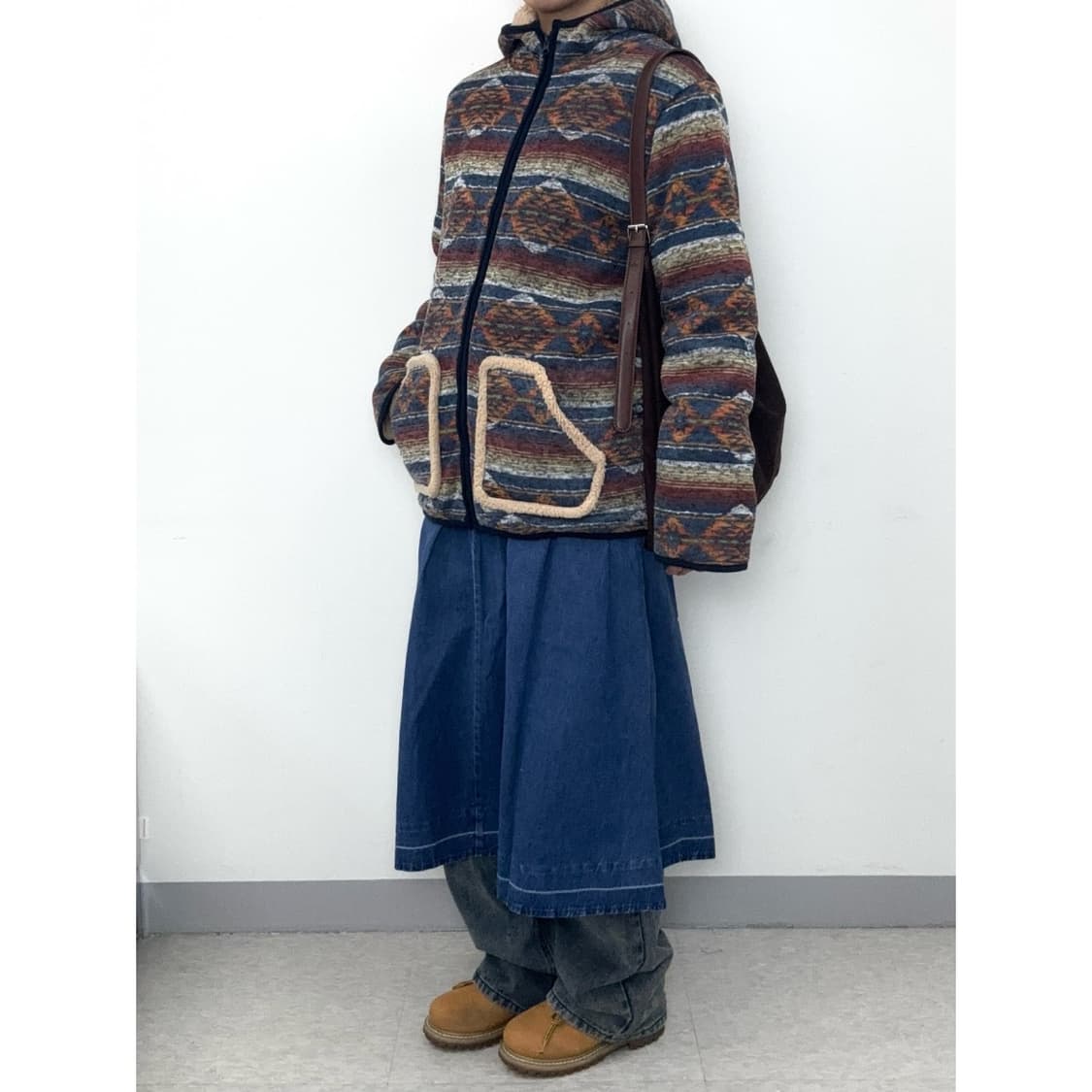 빈티지 노르딕 에스닉 후드 후리스 자켓 상품이미지3