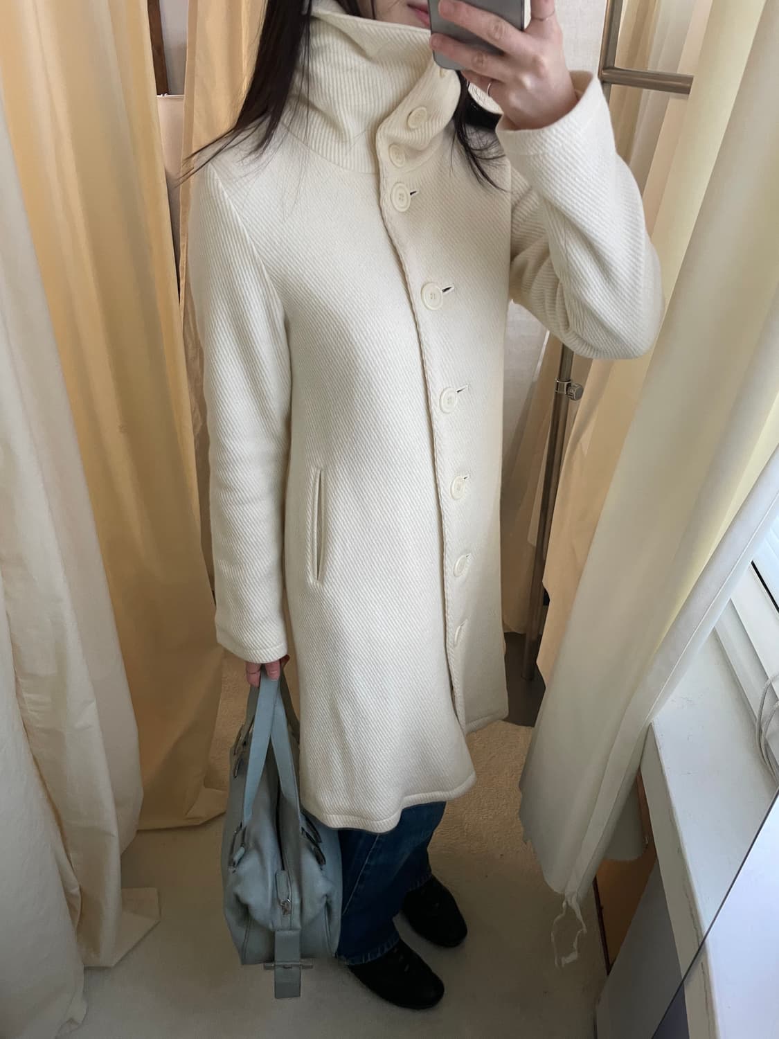 vintage ivory high-neck knit coat 상품이미지10