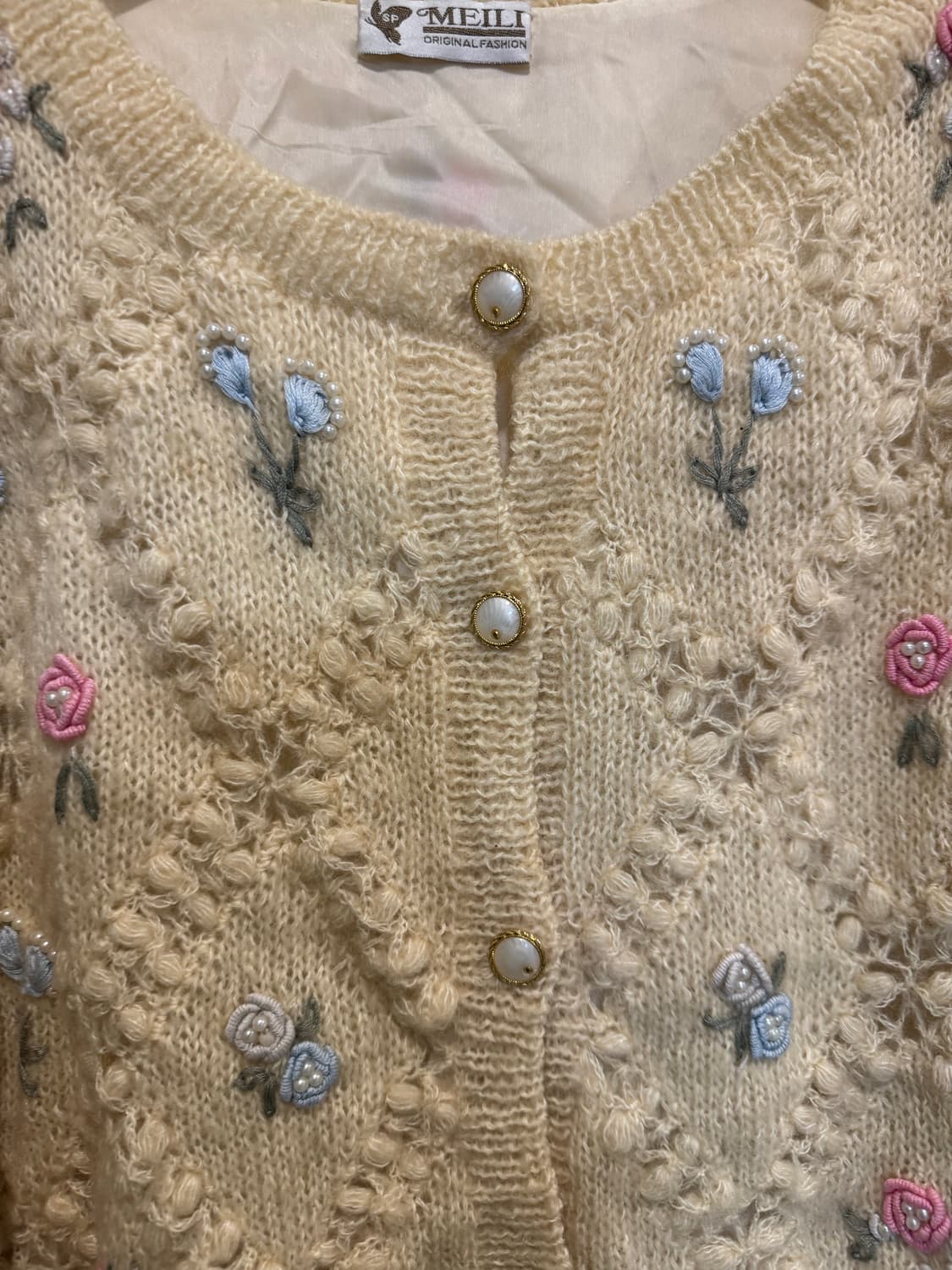 빈티지 핸드메이드 플라워자수 비즈 가디건 상품이미지4
