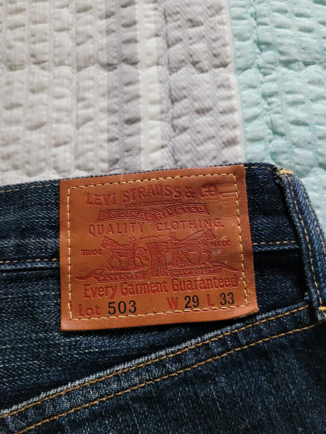 리바이스 503 루즈스트레이트 진청 셀비지데님 탭29 실28사이즈 상품이미지8