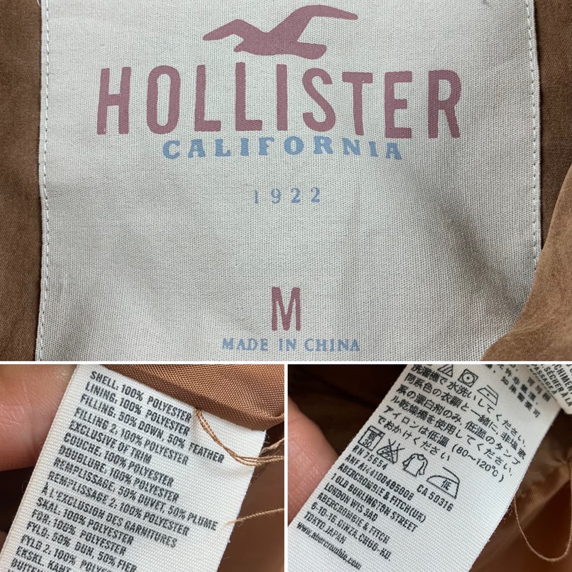 홀리스터 자수로고 후드 퍼 다운 패딩 자켓 브라운 상품이미지8