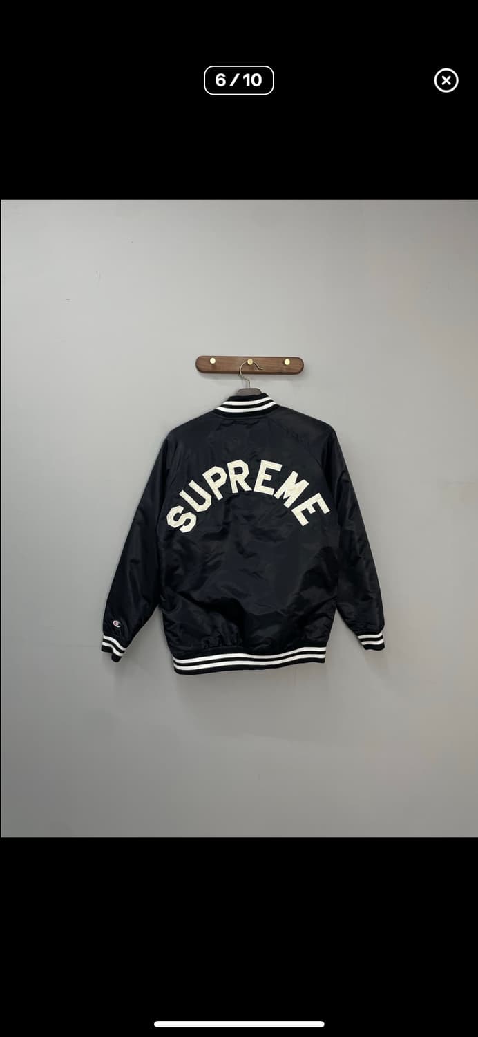 슈프림 & 챔피온 콜라보레이션 블랙 바시티 자켓 A3215 상품이미지5