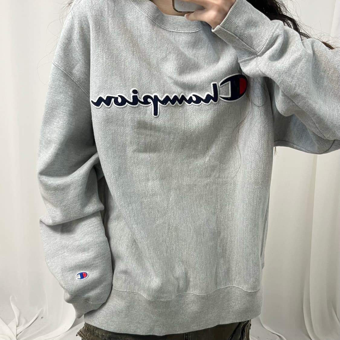 Champion reverse weave gray sweatshirt 상품이미지3