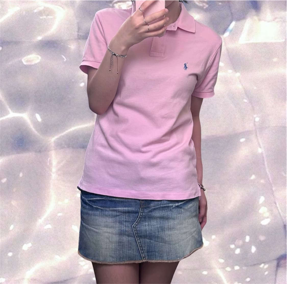 폴로 랄프로렌 PK 반팔 카라 티셔츠 베이비 핑크 S 상품이미지2