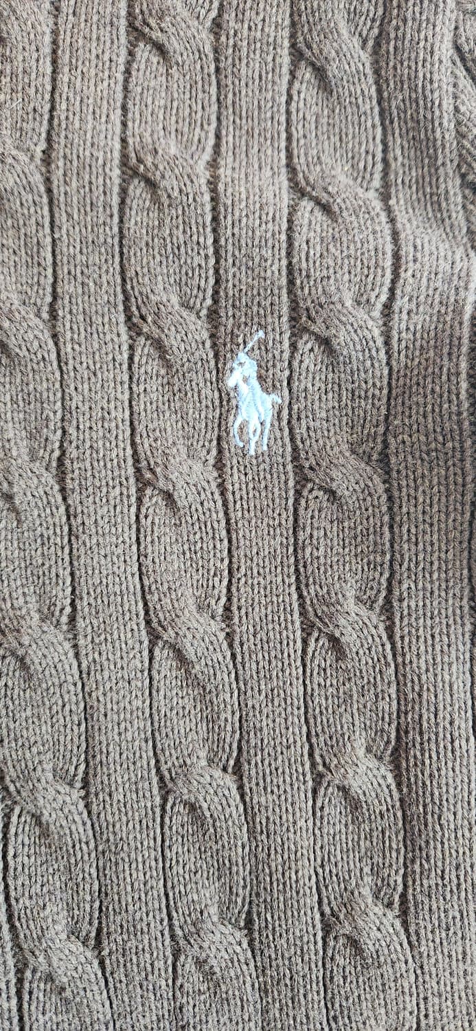 폴로 브라운 꽈배기 니트 후드집업 상품이미지2