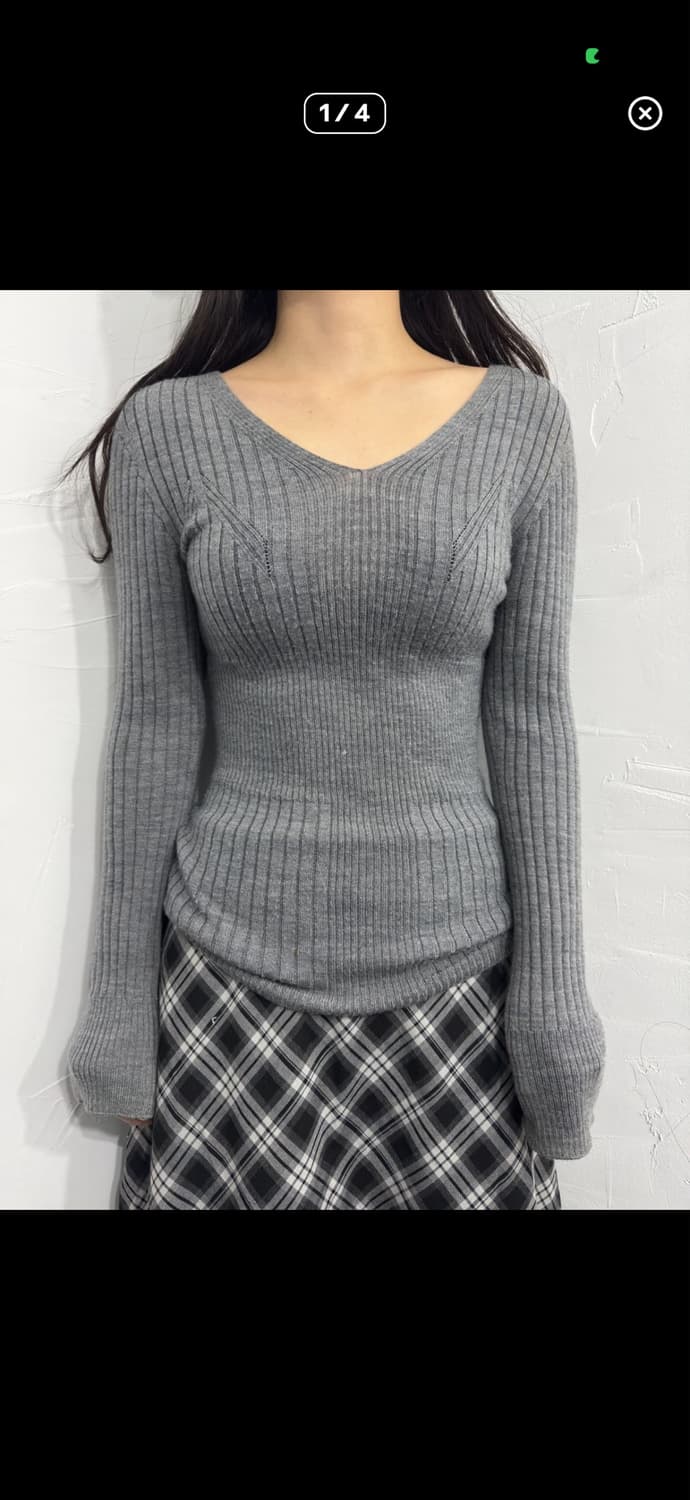 comme ca gray slim knit top 상품이미지1