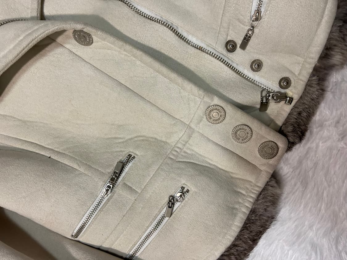 fur shearling white rider jacket 상품이미지3