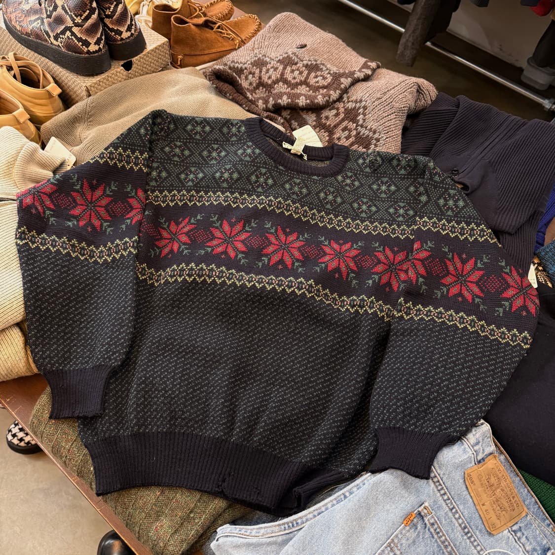 80 ~ 90S 엘엘빈 소모사 아일랜드 생산 니트 스웨터 상품이미지1