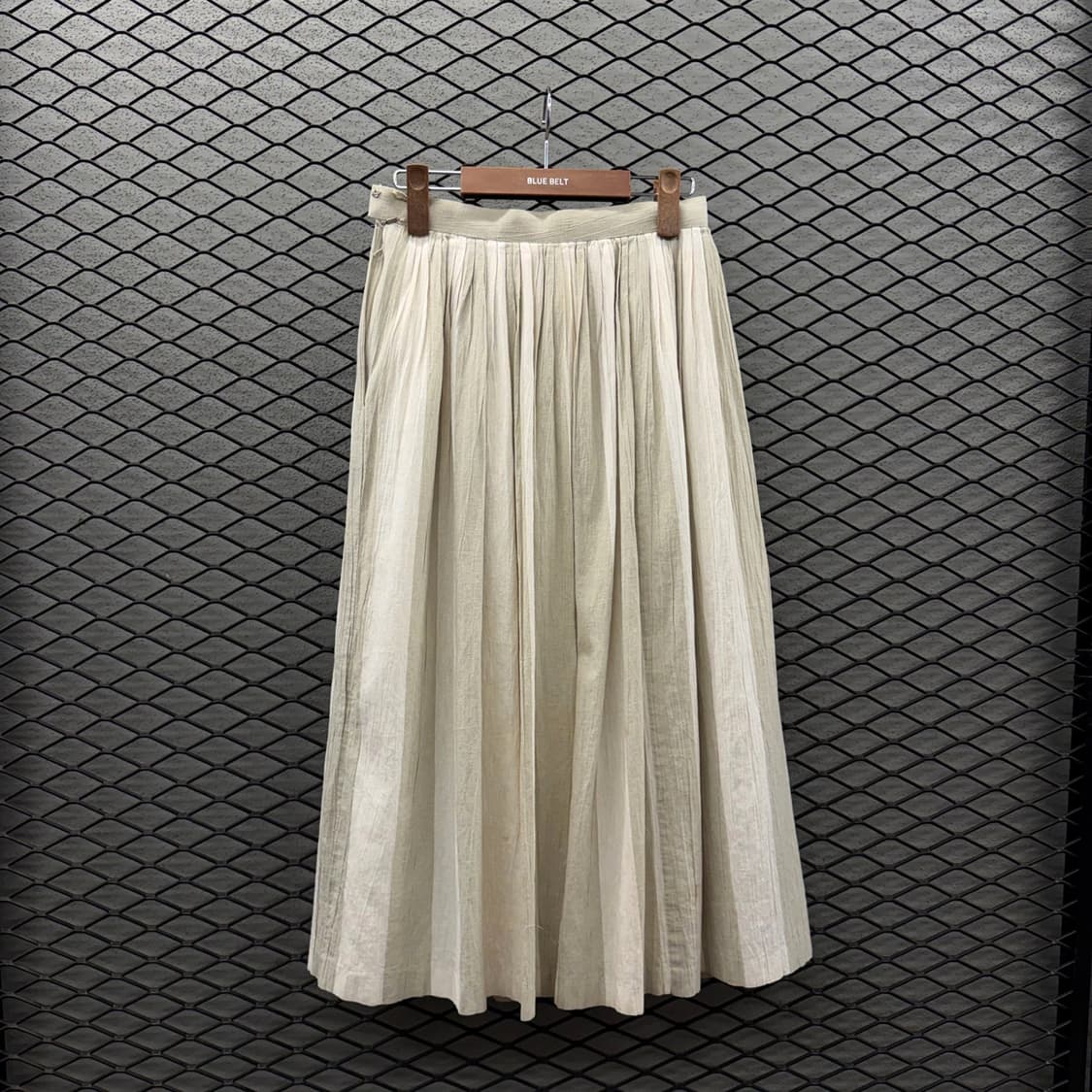 JPN VINTAGE 미디 플레어 스커트 린넨 투톤라인 디테일 아이보리 상품이미지2