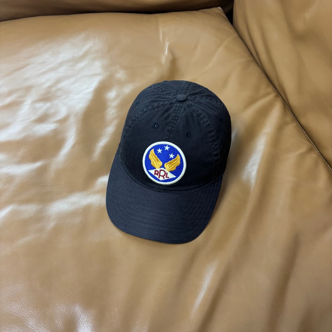 RRL 더블알엘 랄프로렌 폴로 윙로고 6패널 볼캡 모자 워시드 블랙 상품이미지1