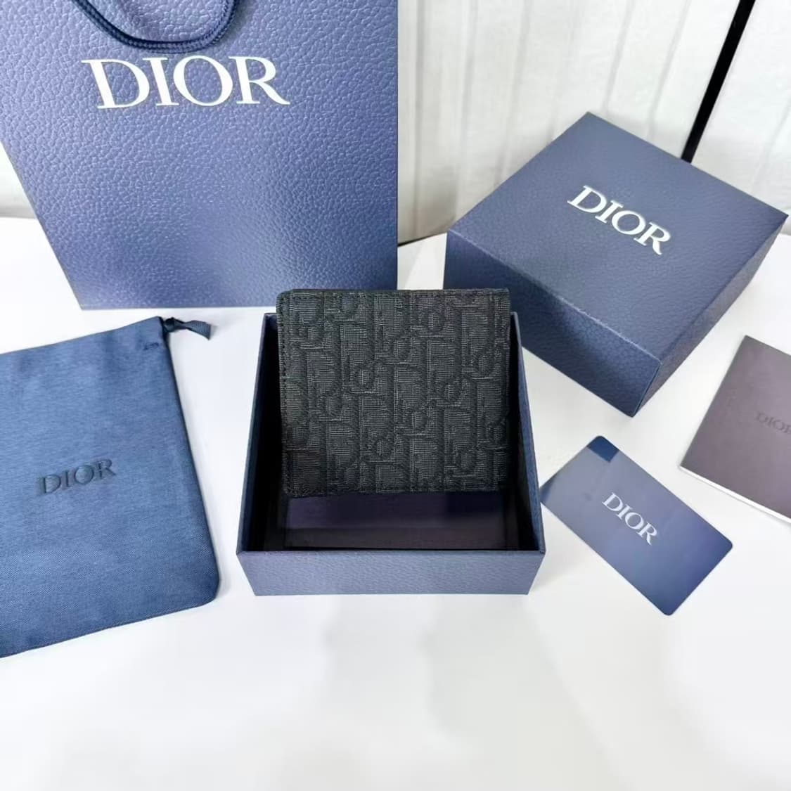 디올 컴팩트 코인 지갑 & 블랙 디올 오블리크 자카드 상품이미지1