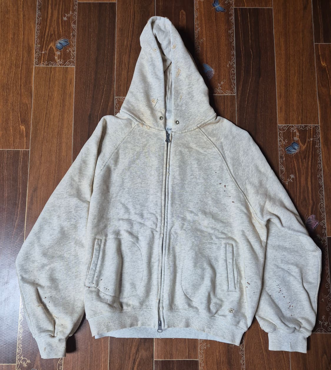 [3]비헤비어 디스트레스드 글로브 풀집 파카 더스트오트밀 상품이미지1