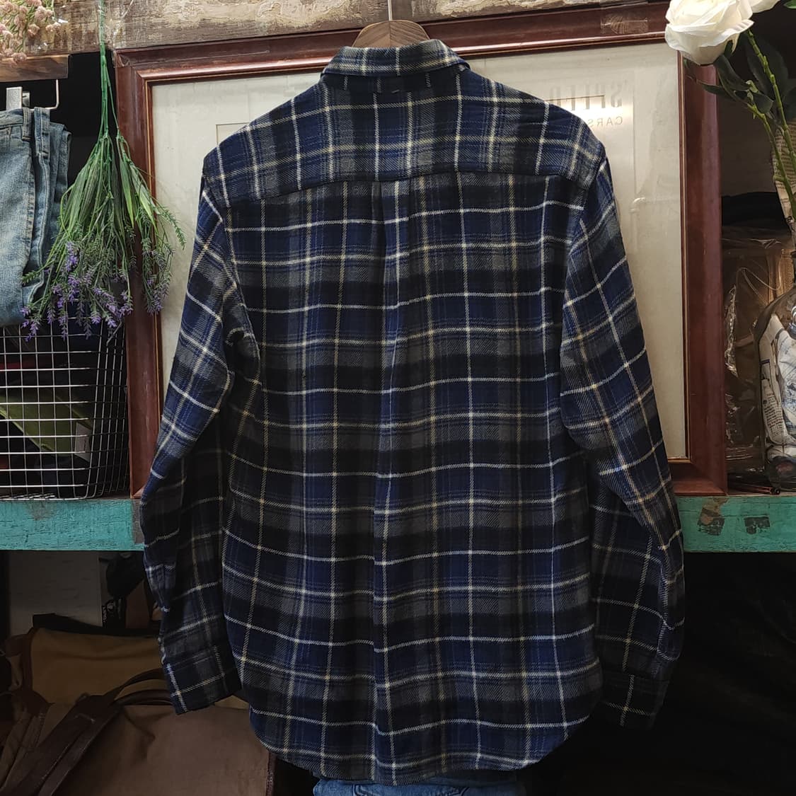 90s 아메리칸 빈티지 체크셔츠 플란넬 셔츠 워크셔츠 블루 m 상품이미지3