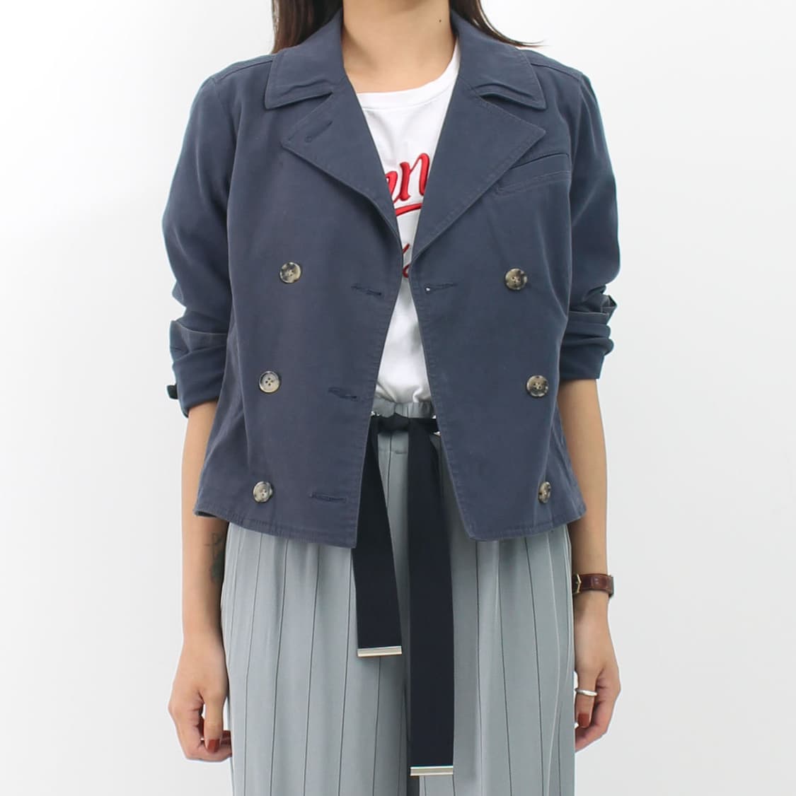 띠어리 Theory 빈티지 더블 버튼 크롭 데님 자켓 상품이미지1