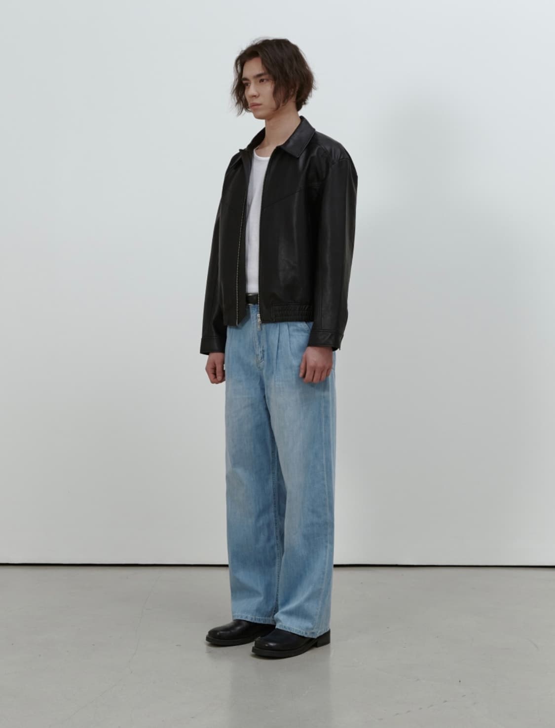 택 제거 새상품) 포트너스 와이드 데님팬츠 (라이트 블루, L) 상품이미지2