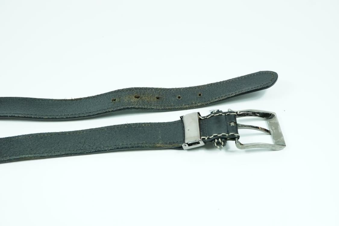 Y2K 무드 화이트 스티치 포인트 블랙 레더 벨트 상품이미지6