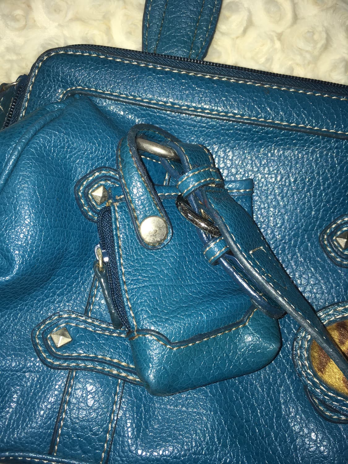 Jpn vintage bluegreen stud leather bag 상품이미지3