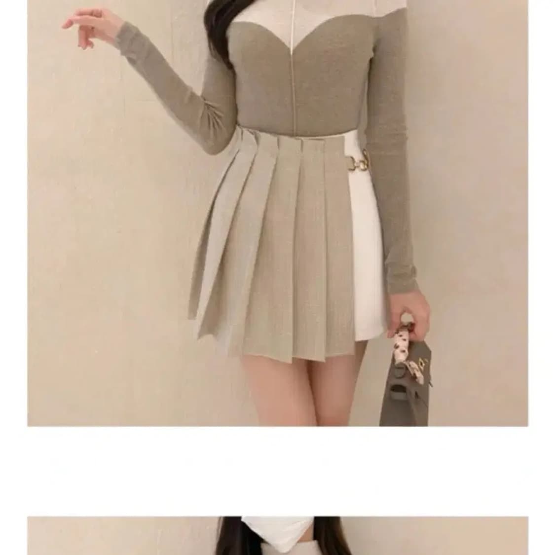 로썸제이 하트넥 배색 폴라니트티 상품이미지2