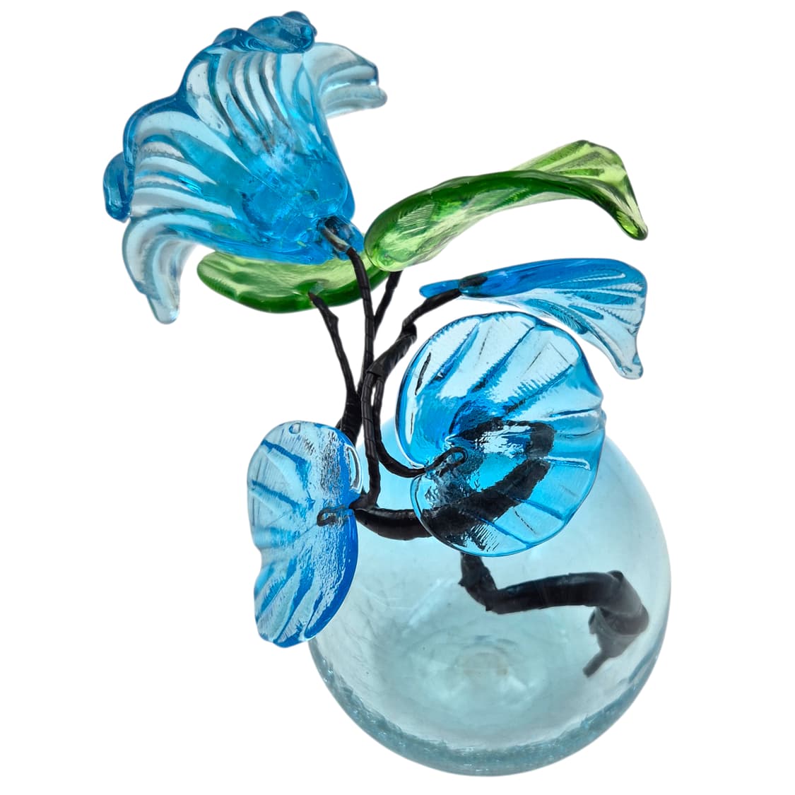 80s 류큐 핸드블로운 크랙 꽃병&송이 세트 상품이미지2