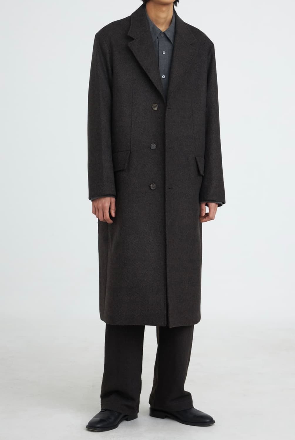 유스 체스터필드 코트 브라운 상품이미지1