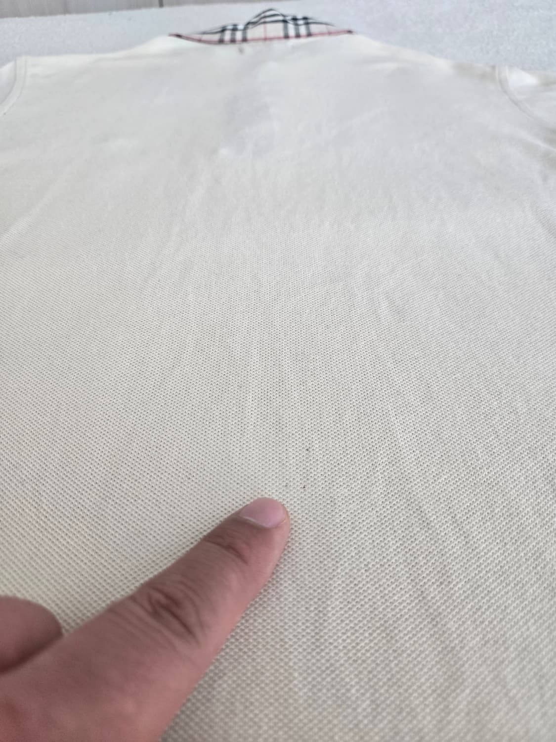 버버리 체크 카라 반팔 폴로티 아이보리 상품이미지10