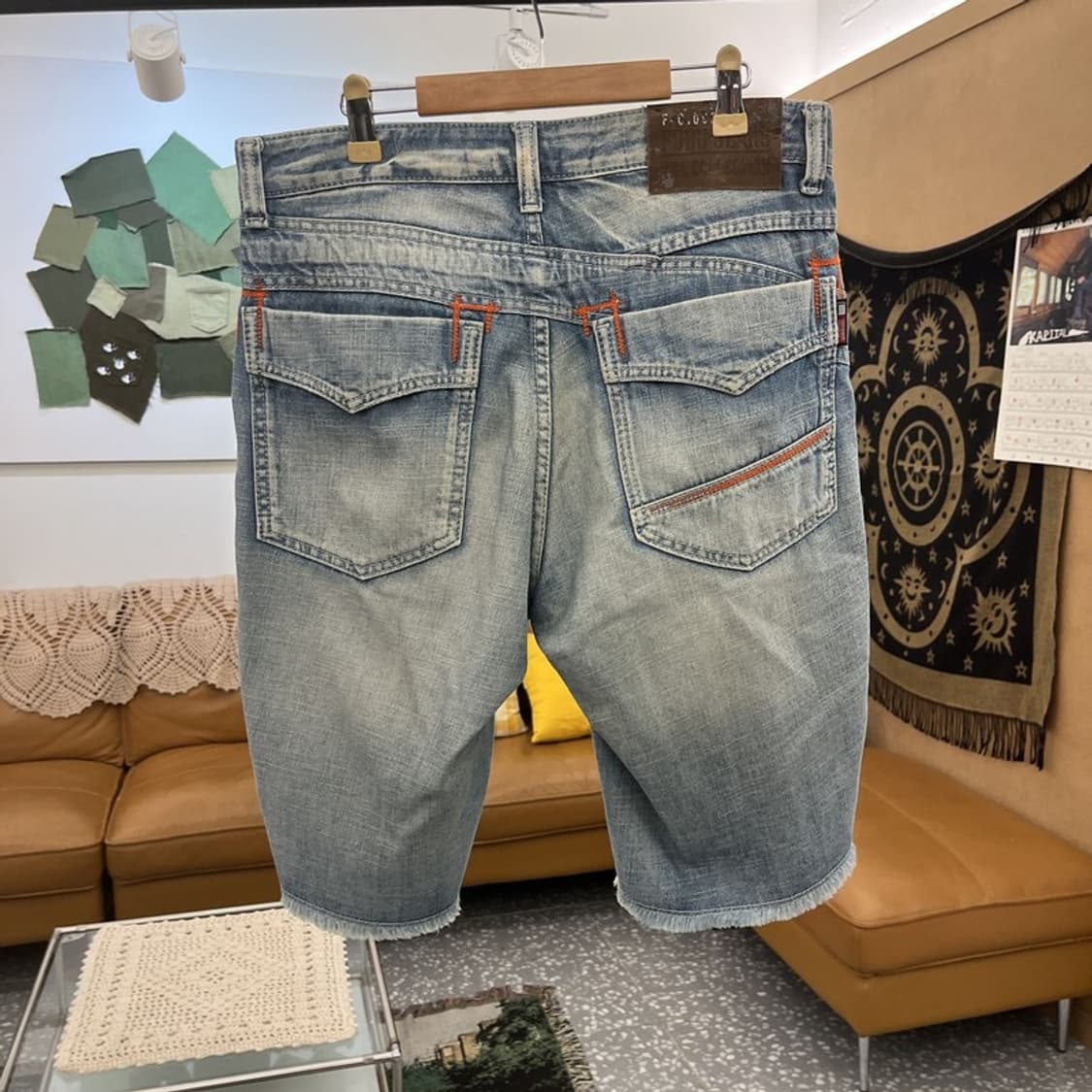 푸부 Y2K 레트로 빈티지 워싱 데님 반바지 32인치 C11887 상품이미지4