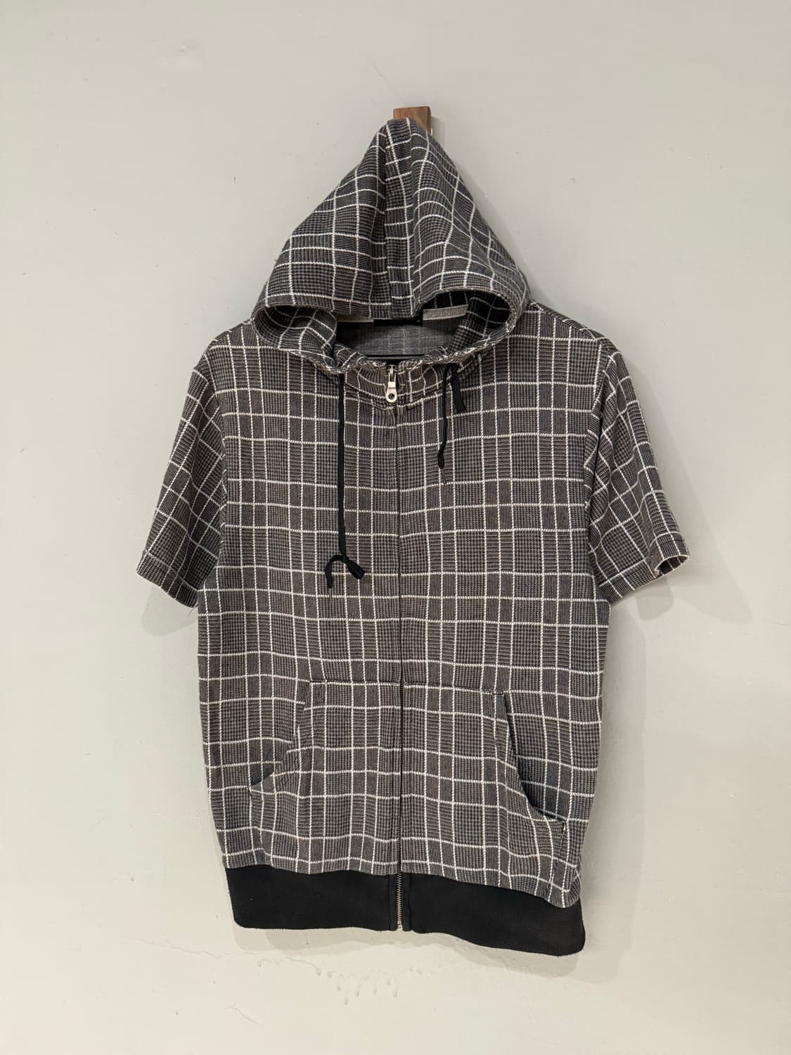 check pattern high-neck hood zip-up 상품이미지3