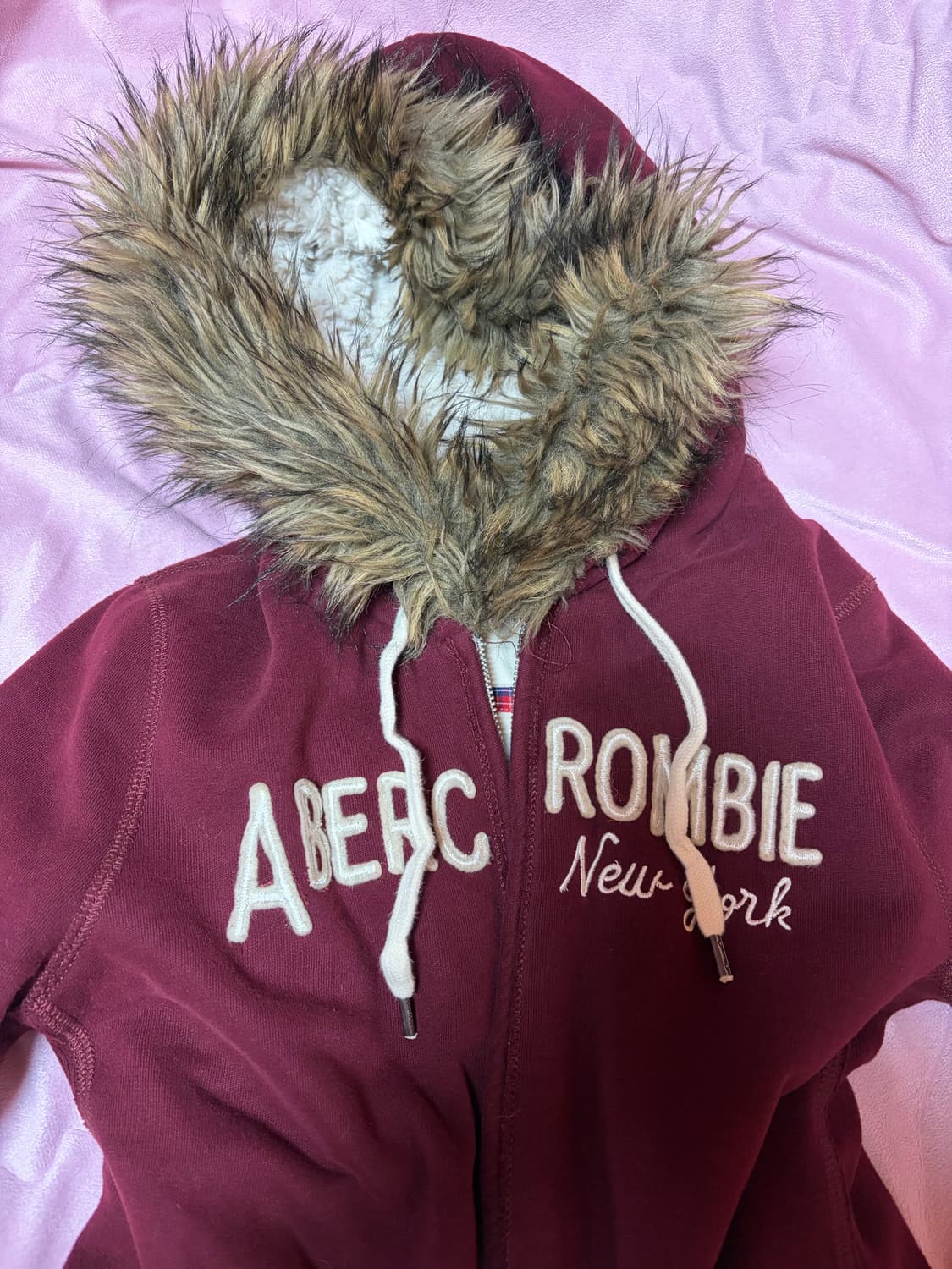 아베크롬비 대대장 울프죠 딱붙핏버건디 y2k 빈티지 후드집업 상품이미지2