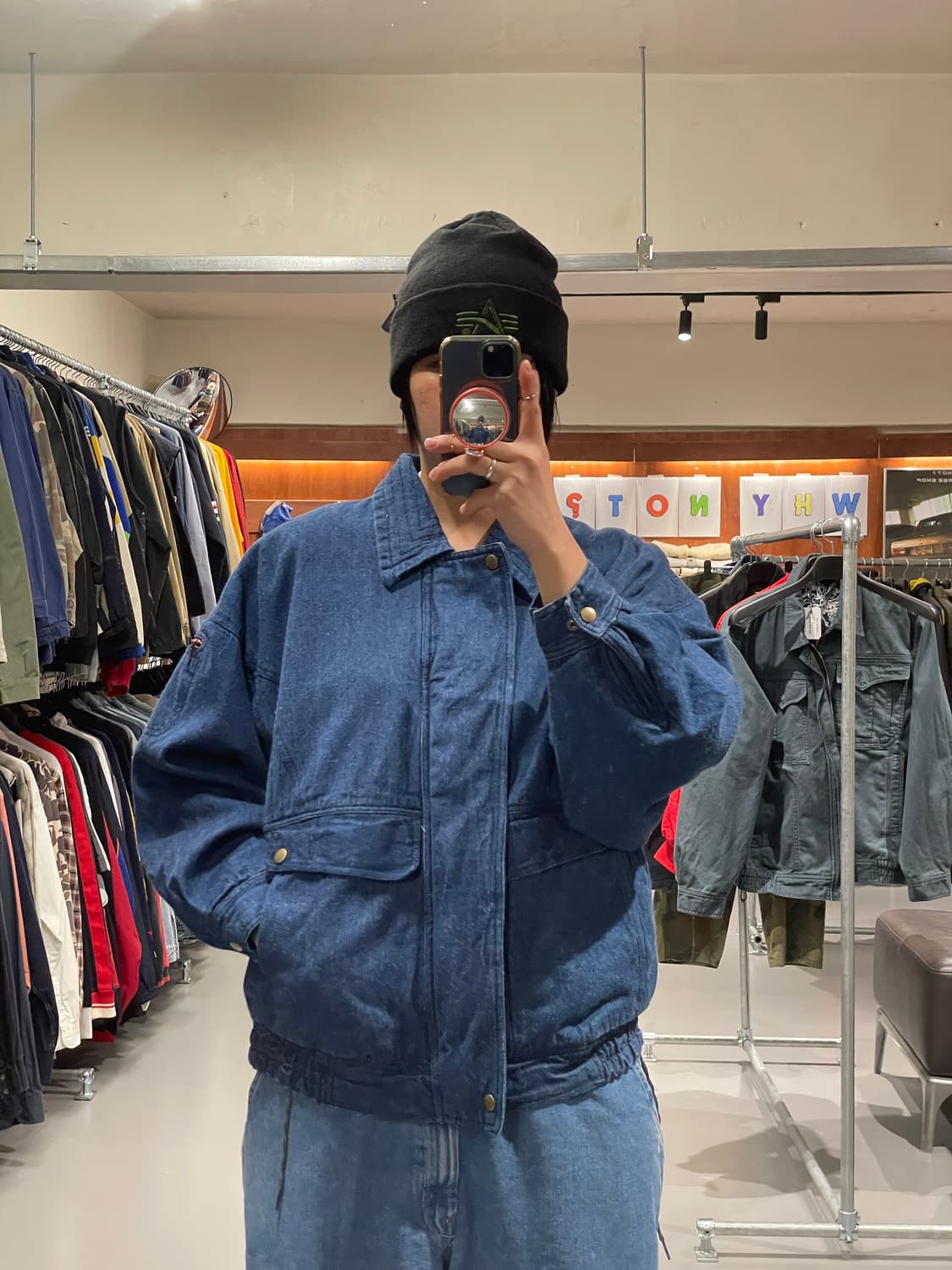 빈티지 데님 봄버 자켓 (가오리핏)   상품이미지1