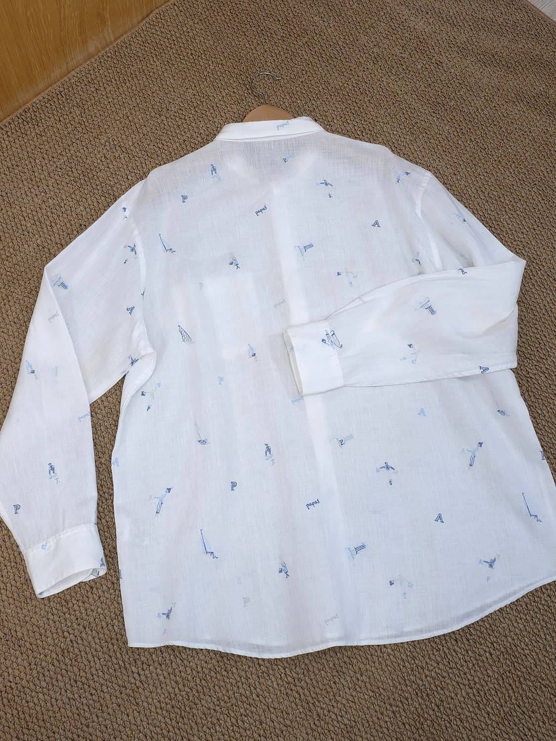 Papas 린넨100% 셔츠 남성 52 LL 상품이미지6