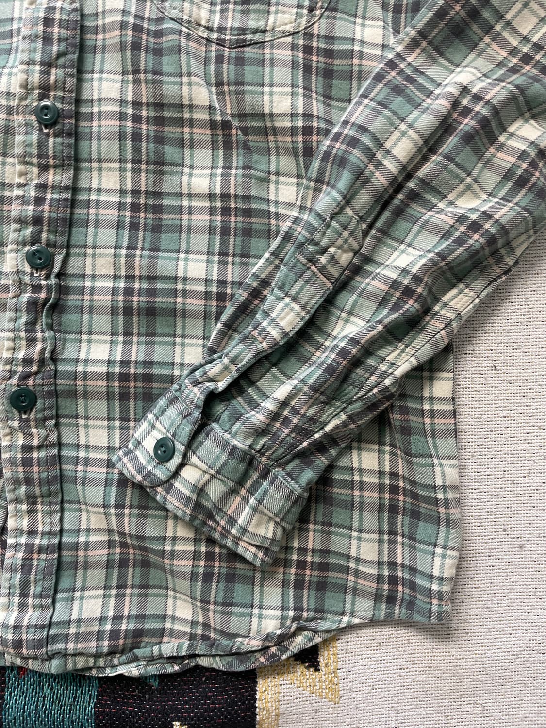 RRL 그린 베이지 체크 워크셔츠(L) 상품이미지3